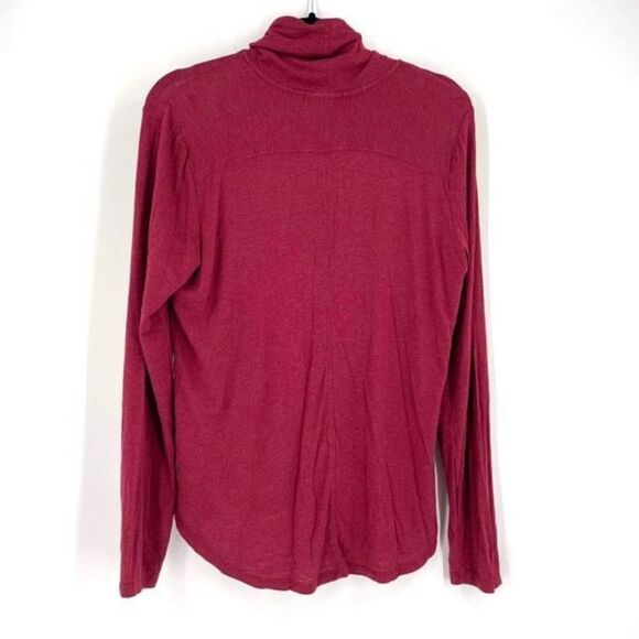 Prana Women's Cowl Neck Stretch High Low Hem Long Sleeve T-Shirt Red Size Large - Picture 2 of 8